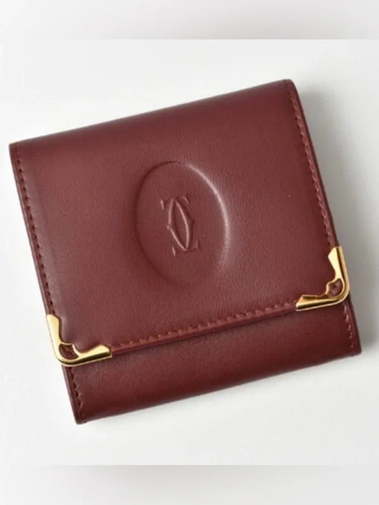 Cartier coin case square purse / wallet Must de Bordeaux 73184184 - Picture 2 of 16